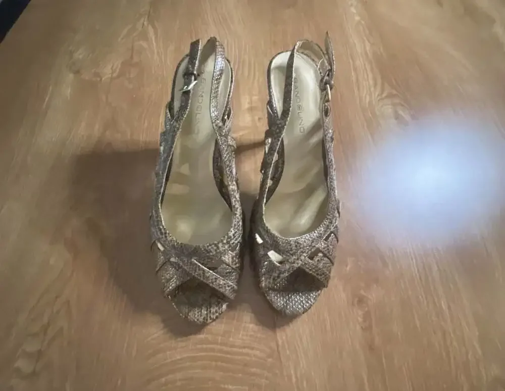 Bandolino Snake Print Slingback Peep Toe Stiletto Heels